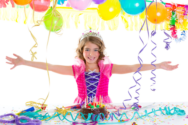 child kid crown princess in birthday party happy gesture and chocolate cake at spellbound parties