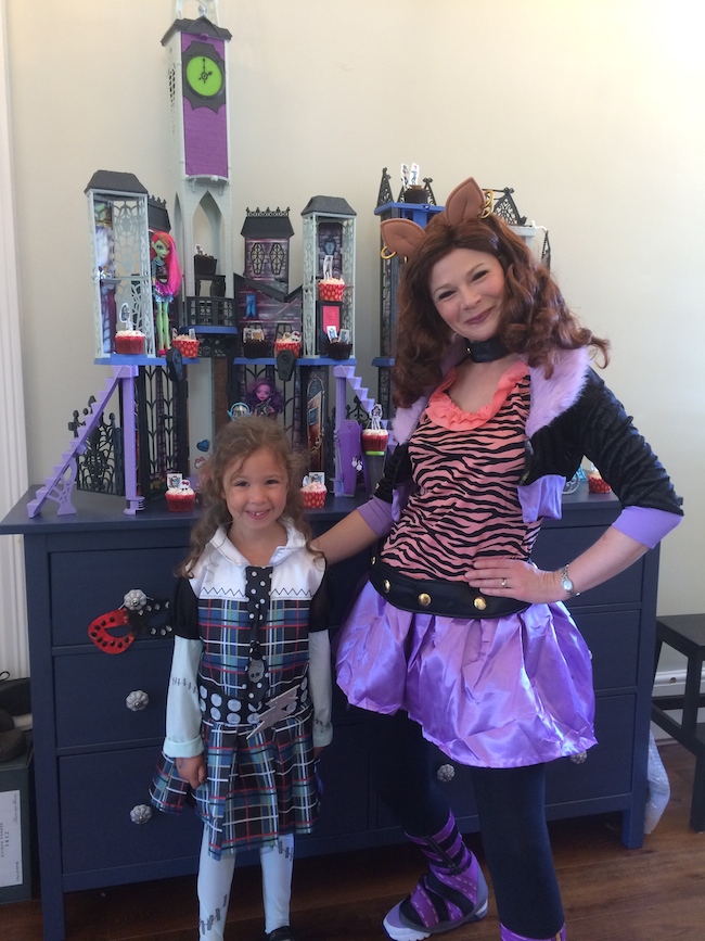 Monster High Wolf lady with young girl as Frankie at Spellbound Parties